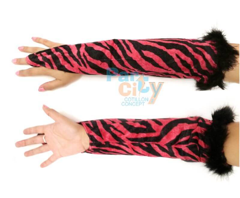 GUANTES ATIGRADOS ROJOS CON PLUMAS