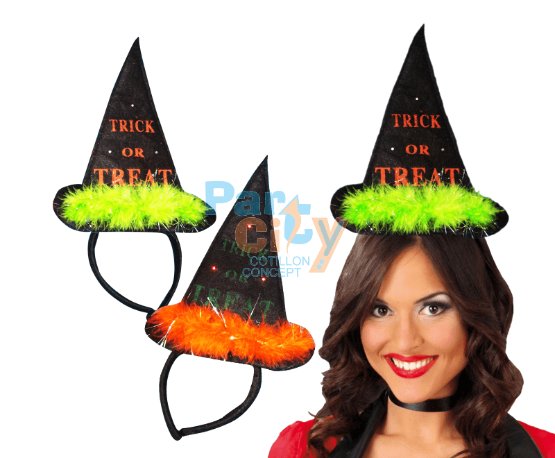 ANTENITA SOMBRERO BRUJA CON  PLUMAS