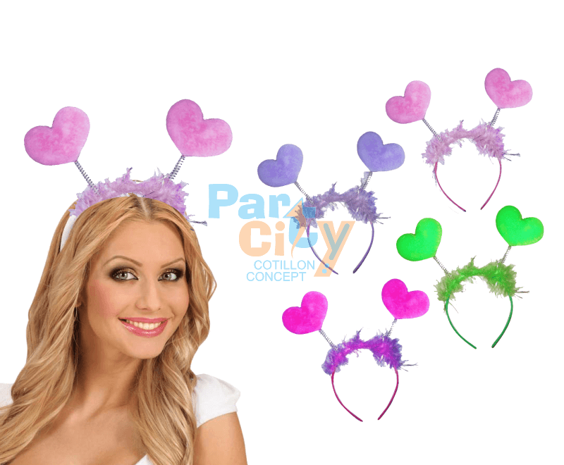 ANTENITA CORAZON PELUCHE CON PLUMAS
