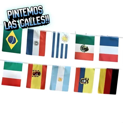 BANDERIN MULTI PAISES 10 BANDERITAS DE 14X21CM CADA UNA