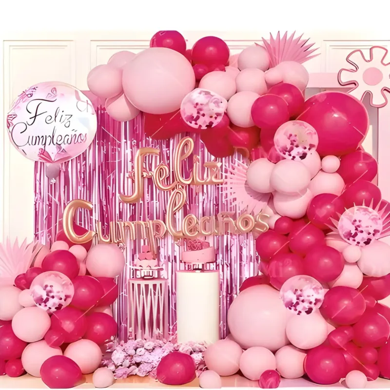 SET DECORACIÓN BOUQUET FELIZ CUMPLEAÑOS ROSA