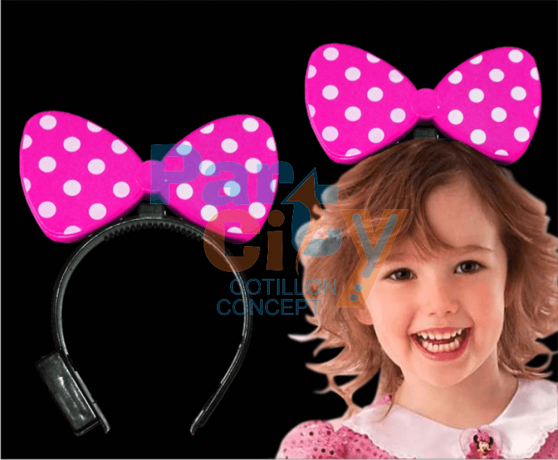 VINCHA MOÑO MINNIE ROSA CON LUZ