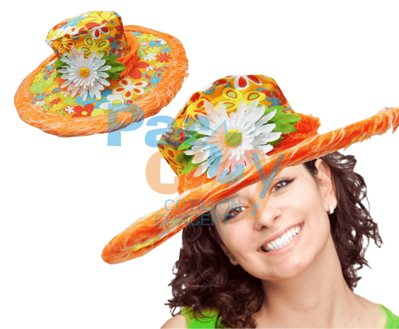 SOMBRERO CAPELINA CON PLUMA Y UNA FLOR