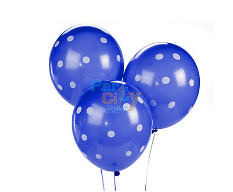 GLOBO AZUL CON LUNARES BLANCOS X25