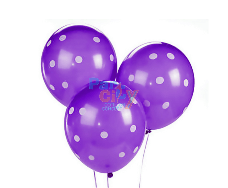 GLOBO VIOLETA CON LUNARES BLANCOS X25