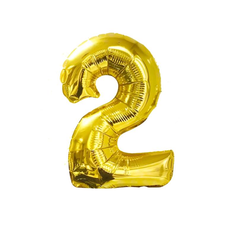 GLOBO INFLABLE METALIZADO ORO NUMERO 2 16 PULGADAS/40 CM X10 UNIDADES