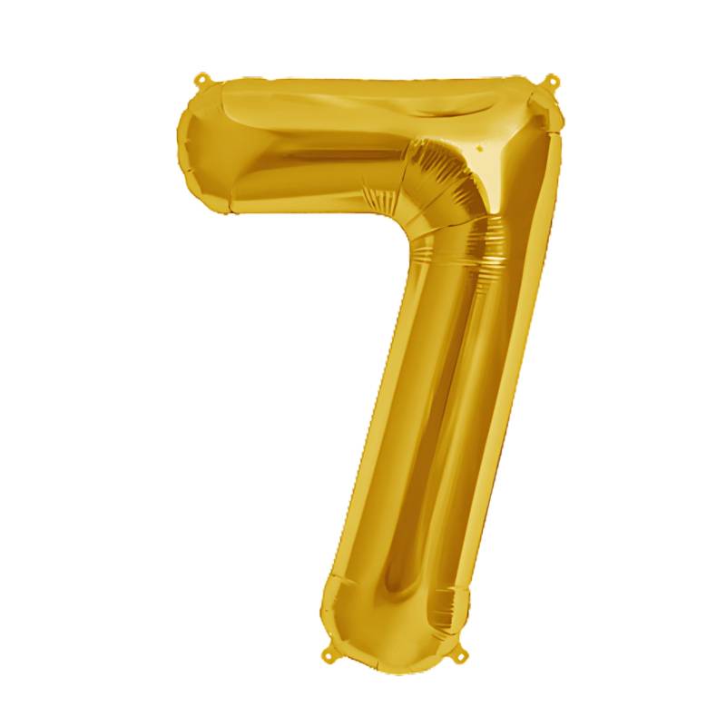 GLOBO INFLABLE METALIZADO ORO NUMERO 7 16 PULGADAS/40 CM X10 UNIDADES