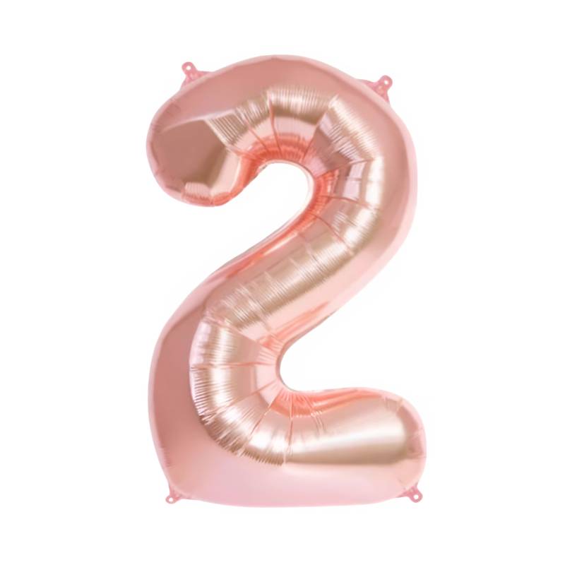 GLOBO INFLABLE METALIZADO ROSA NUMERO 2 16 PULGADAS/40 CM X10 UNIDADES
