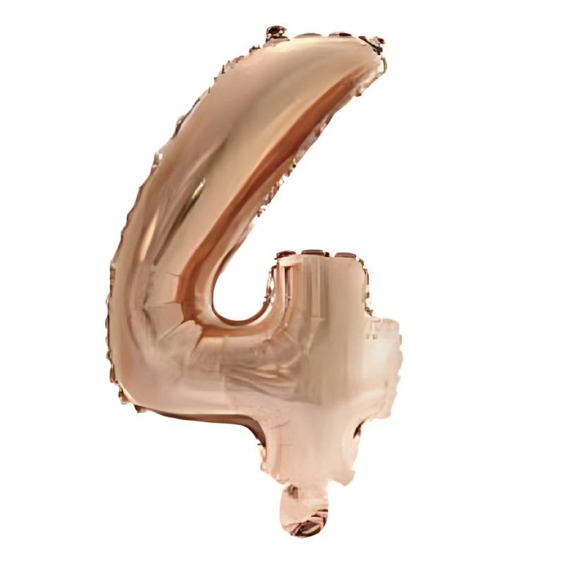 GLOBO INFLABLE METALIZADO ROSA NUMERO 4 16 PULGADAS/40 CM X10 UNIDADES