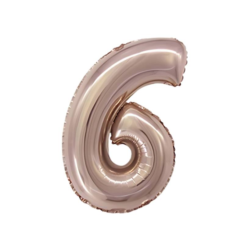 GLOBO INFLABLE METALIZADO ROSA NUMERO 6 16 PULGADAS/40 CM X10 UNIDADES