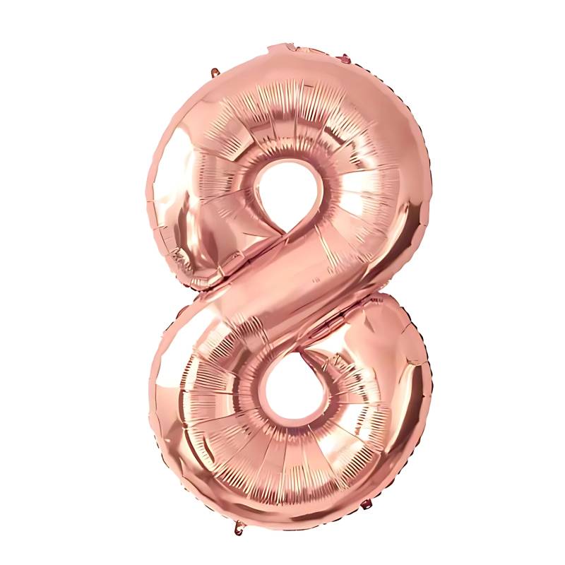 GLOBO INFLABLE METALIZADO ROSA NUMERO 8 16 PULGADAS/40 CM X10 UNIDADES