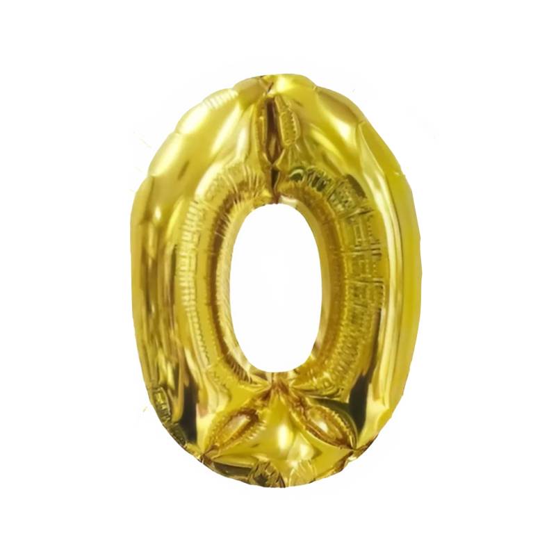 GLOBO INFLABLE METALIZADO ORO NUMERO 0 32 PULGADAS/80 CM X10 UNIDADES