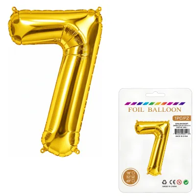 Globo Inflable Metalizado Dorado Numero 7 32 Pulgadas/80 Cm X10 Unidades