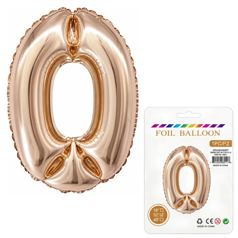 Globo Inflable Metalizado Rosa Gold Numero 0 32 Pulgadas/80 Cm X10 Unidades