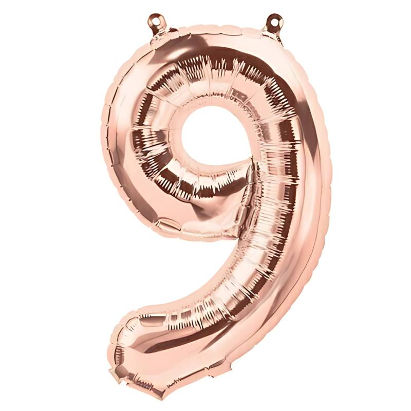 GLOBO INFLABLE METALIZADO ROSA NUMERO 9 32 PULGADAS/80 CM X10 UNIDADES
