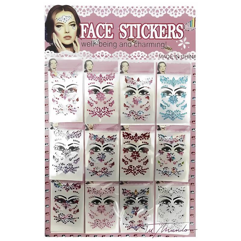STRASS AUTOADHESIVOS COLORES 12 UNIDADES X12 PAQUETES
