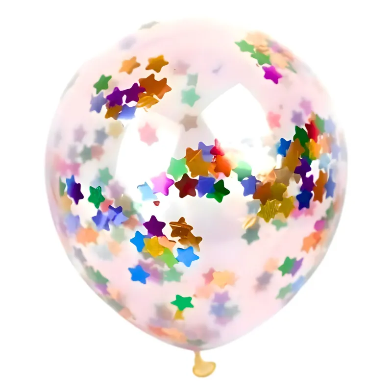 GLOBOS CRISTAL CON CONFETTI CORAZONES METALIZADOS MULTICOLOR 10 PAQ. X10 UNIDADES