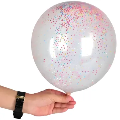 GLOBOS CRISTAL CON CONFETTI PELOTITAS TELGOPOR MULTICOLOR 10 PAQ. X10 UNIDADES