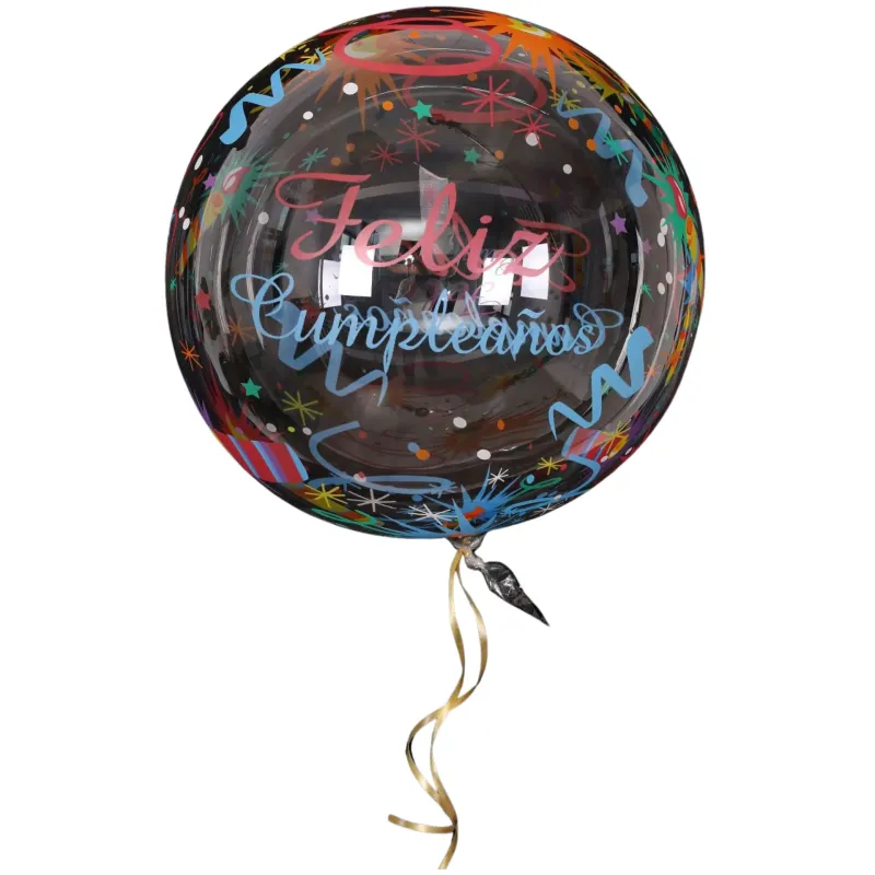 GLOBO BURBUJA ESTAMPADO FELIZ CUMPLEAÑOS AZUL X12