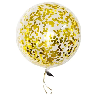 GLOBO BURBUJA CON CONFETTI METALIZADO DORADO X10