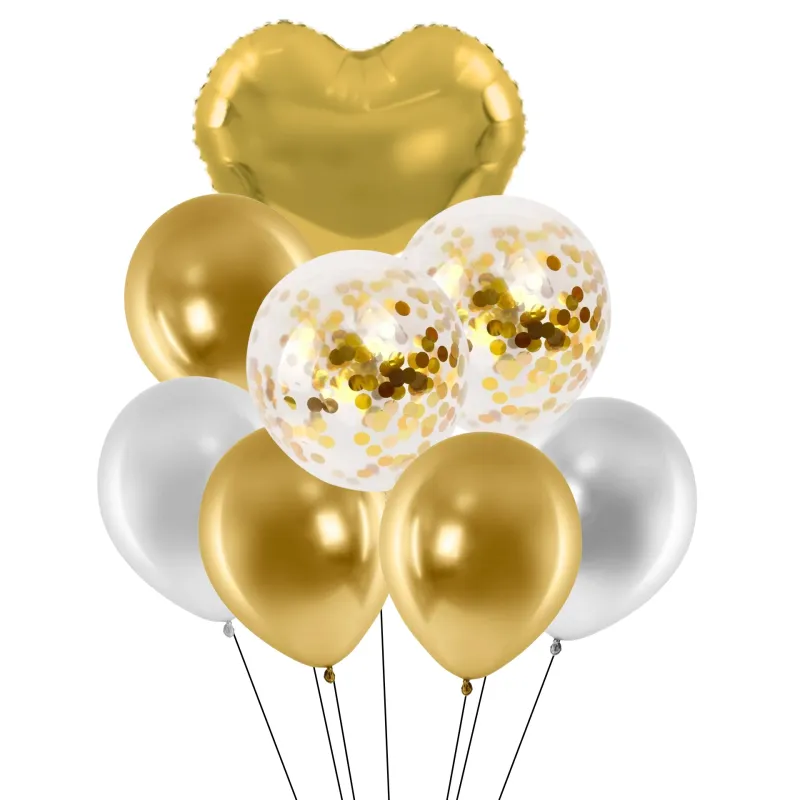 BOUQUET GLOBOS 8 PIEZAS DORADO X10