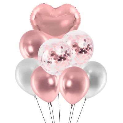 BOUQUET GLOBOS 8 PIEZAS ROSA GOLD X10