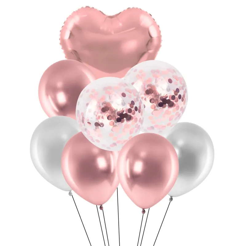 BOUQUET GLOBOS 8 PIEZAS ROSA GOLD X10