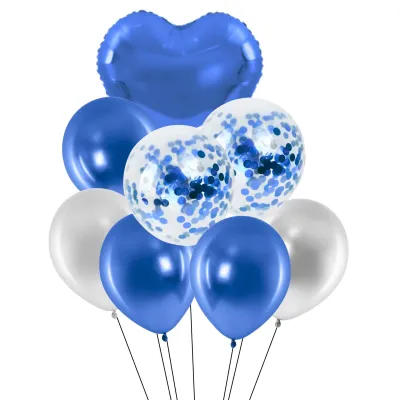 BOUQUET GLOBOS 8 PIEZAS AZUL X10