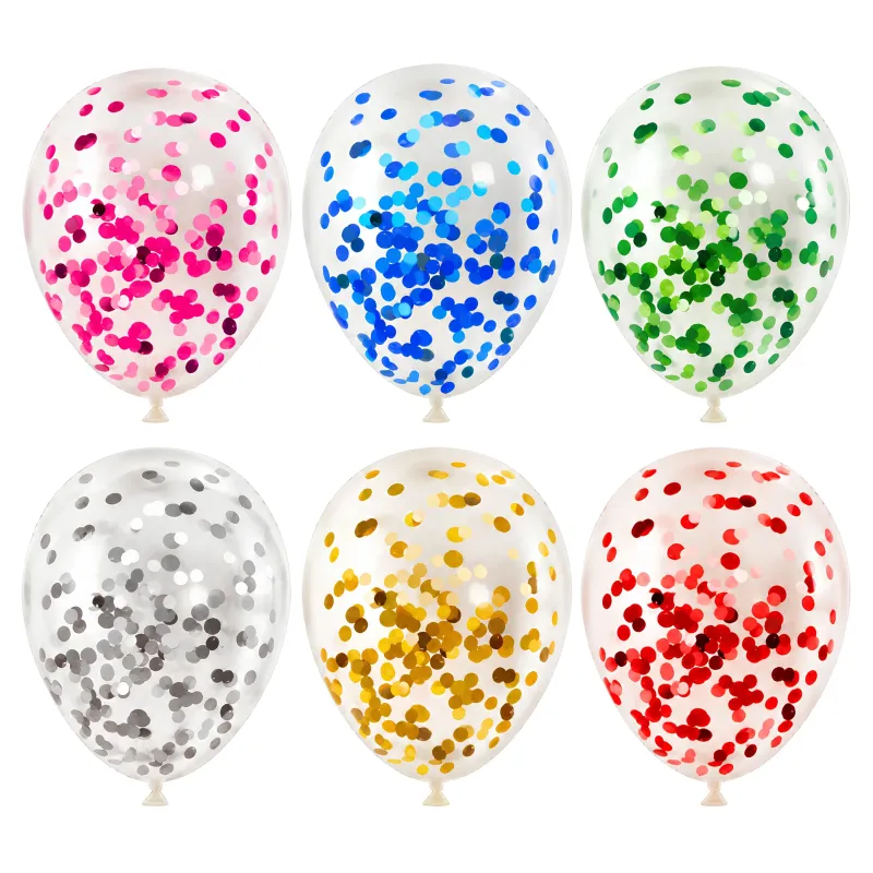 Globo Cristal Con Confetti Metalizado 10 Paq. X6 Unidades