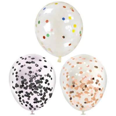 GLOBO CRISTAL CON CONFETTI METALIZADO 10 PAQ. X6 UNIDADES