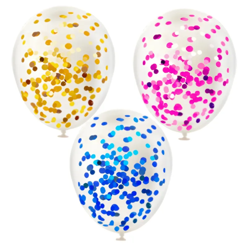 GLOBO CRISTAL CON CONFETTI METALIZADO 10 PAQ. X6 UNIDADES