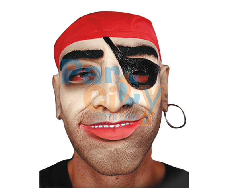 MASCARA DE LATEX PIRATA CON PARCHE Y SOMBRERO