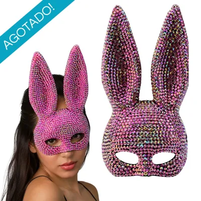 *Preventa* Máscara De Conejo Con Strass Rosa