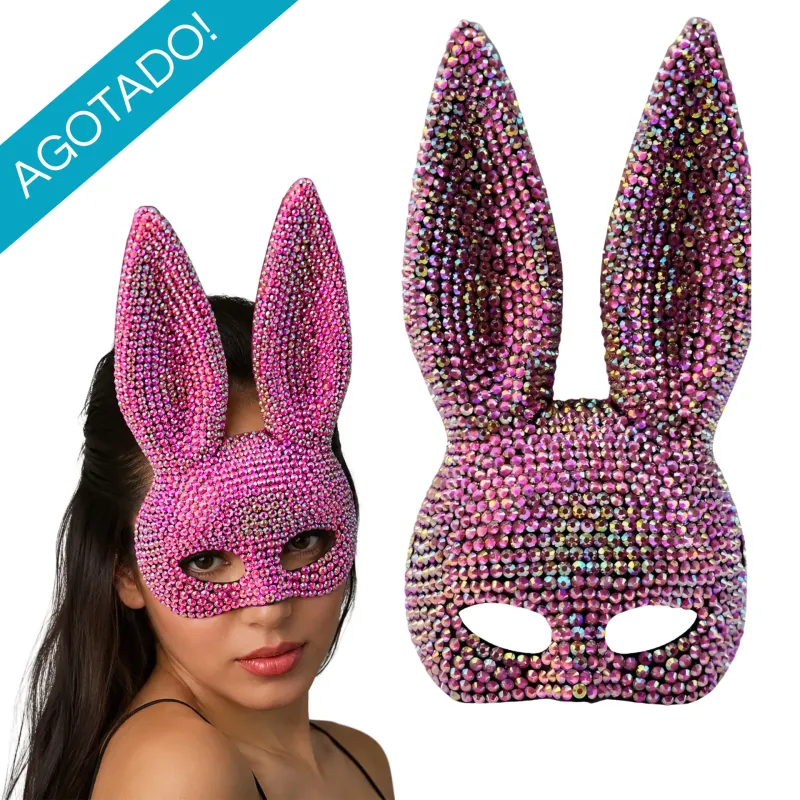 Máscara De Conejo Con Strass Rosa