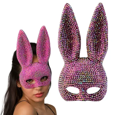 *Preventa* Máscara De Conejo Con Strass Rosa