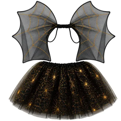 Set Infantil Halloween Pollera Y Alas