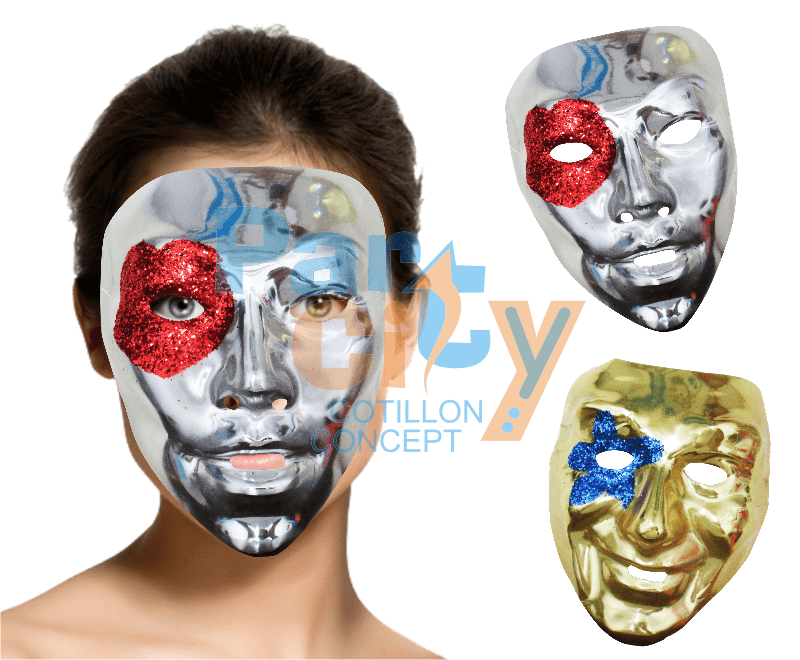 MASCARA METALIZADA CON OJO DE PURPURINA X1