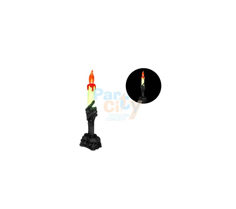 CANDELABRO CALAVERA CON LUZ HALLOWEEN