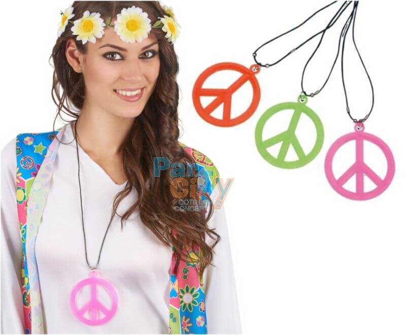 COLLAR HILO NEGRO CON SIMBOLO DE LA PAZ