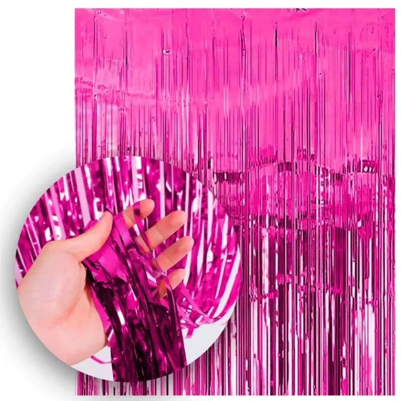 Cortina Metalizada Fucsia X12 Unidades