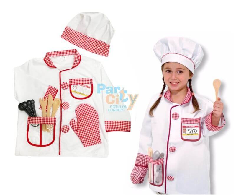 DISFRAZ SET COCINERA/O CHEF CON ACCESORIOS