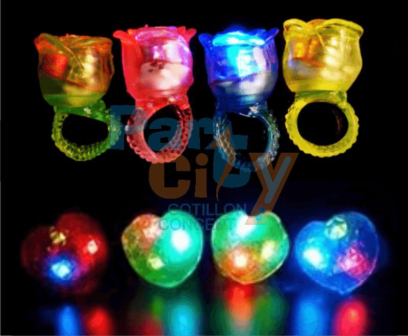 Anillo titilante goma luminoso x50