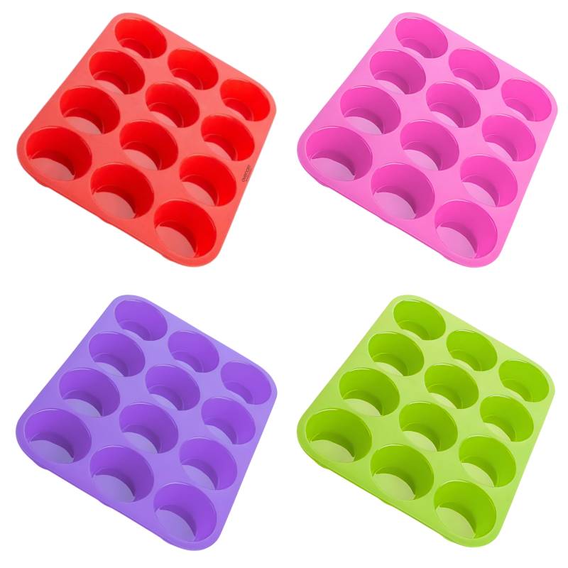 MOLDE DE SILICONA PARA MUFFINS X4 SURTIDOS