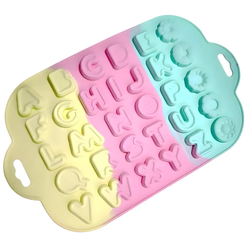 MOLDE DE SILICONA ABECEDARIO TRICOLOR X4
