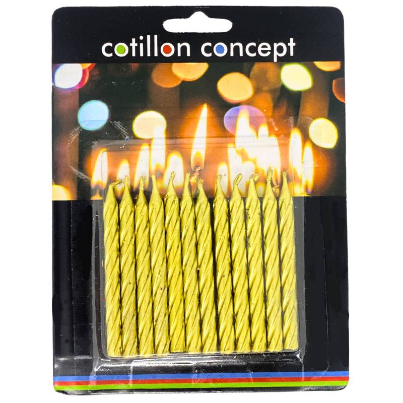 VELAS TORNEADAS DORADAS BLISTER X12 UNIDADES