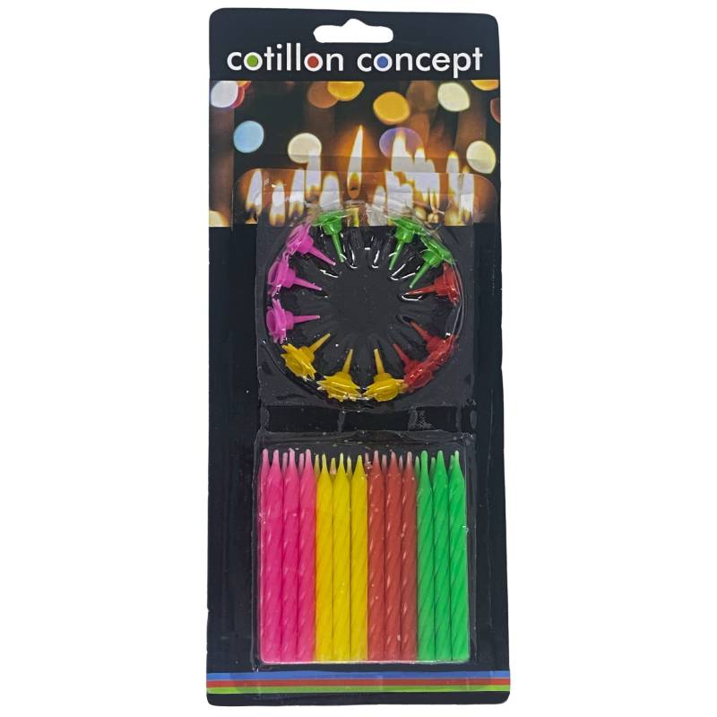 VELAS TORNEADAS FLUO BLISTER X24 UNIDADES