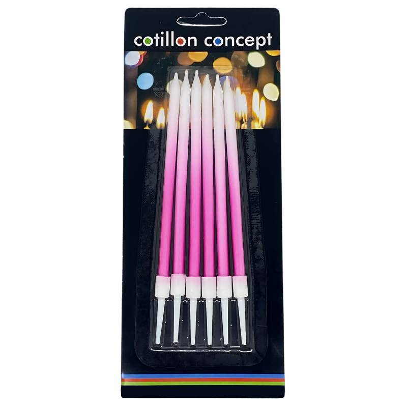 VELAS DEGRADE ROSAS BLISTER X6 UNIDADES
