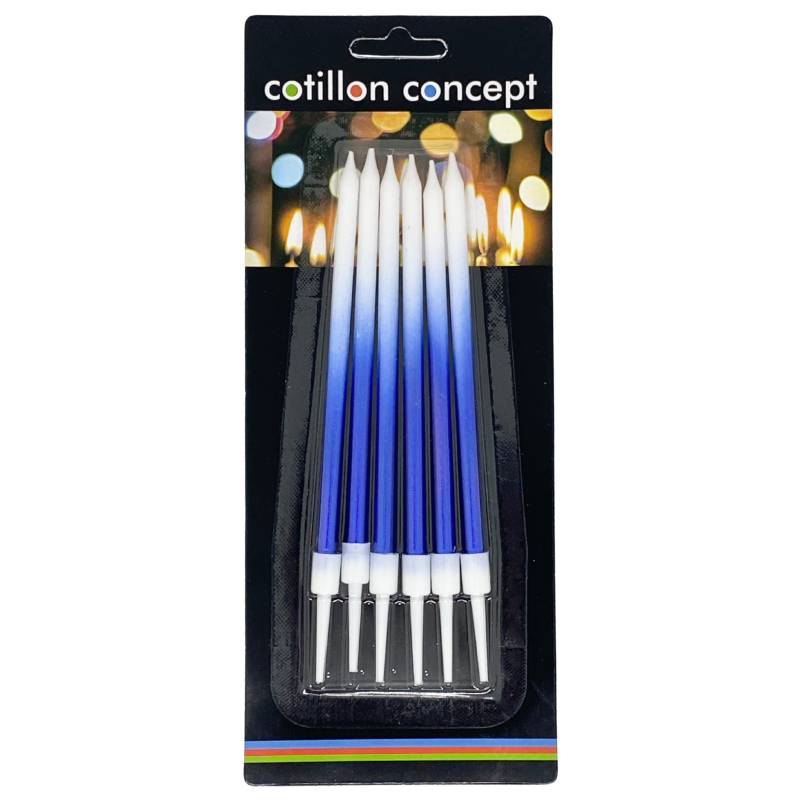 VELAS DEGRADE AZULES BLISTER X6 UNIDADES