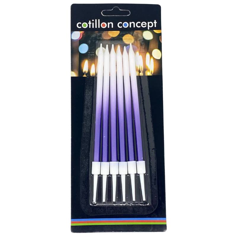 VELAS DEGRADE VIOLETAS BLISTER X6 UNIDADES