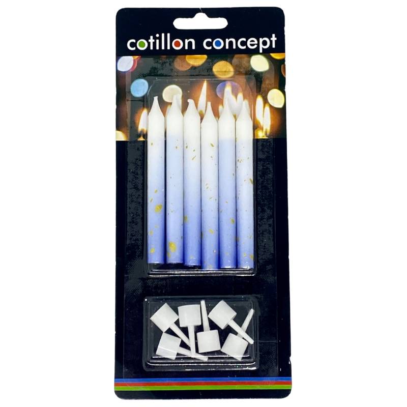 VELAS DEGRADE AZULES BLISTER X6 UNIDADES